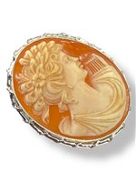 Brooch Mandile 1922 Woman Cammei  in Silver Conchiglia 2MSPC4 - 2MSPC4